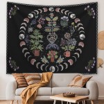 Tree Of Life Flower Pot Moon Phase Mandala Tapestry W:1300 x L:1500mm